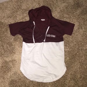 Good Karma , Quarter zip, t-shirt with hood